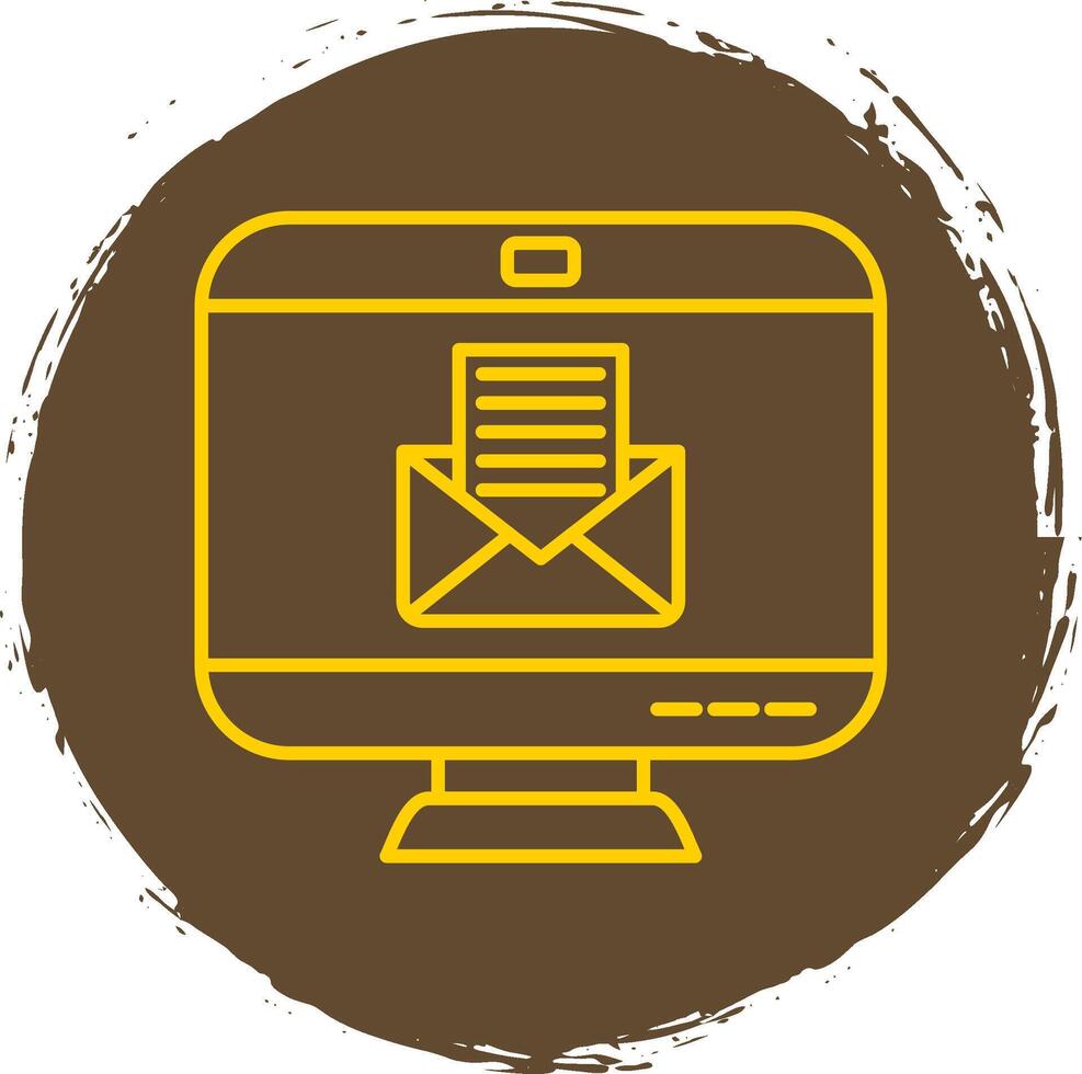 Envelope Line Circle Yellow Icon vector