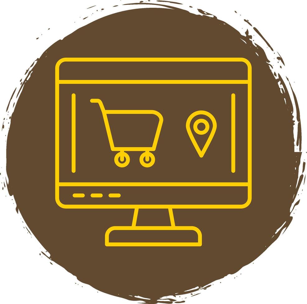 Online Order Line Circle Yellow Icon vector