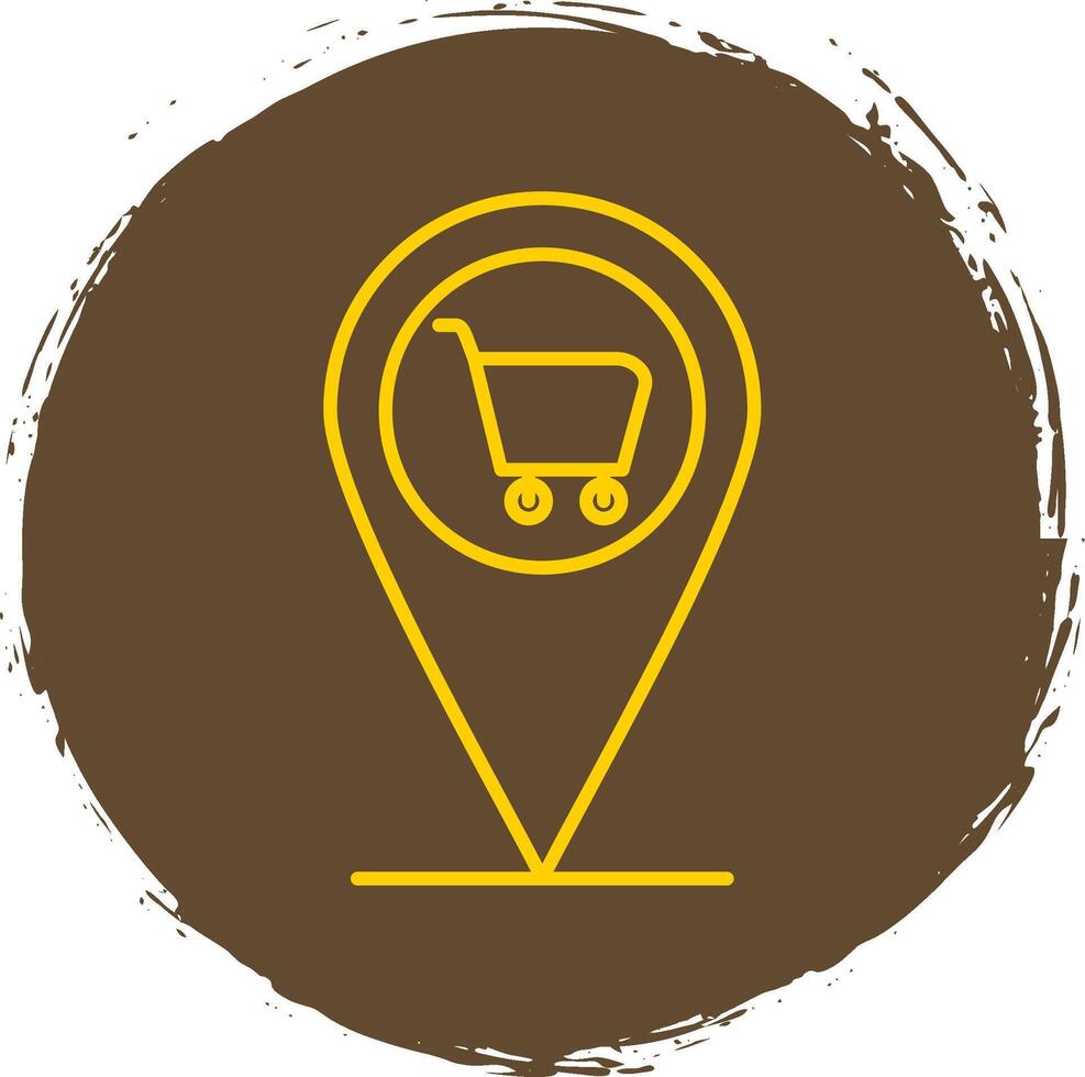 Pin Line Circle Yellow Icon vector