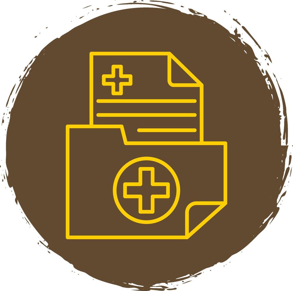 Medical Folder Line Circle Yellow Icon vector