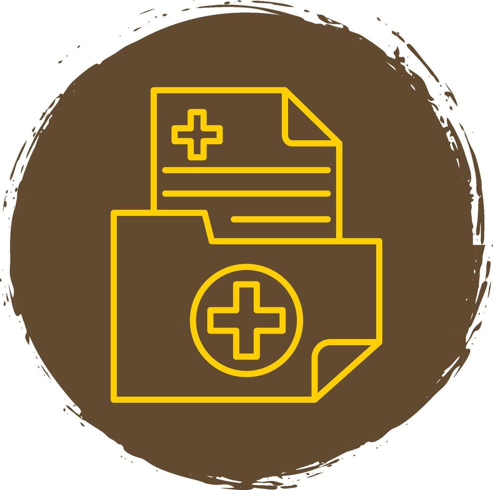 médico carpeta línea circulo amarillo icono vector