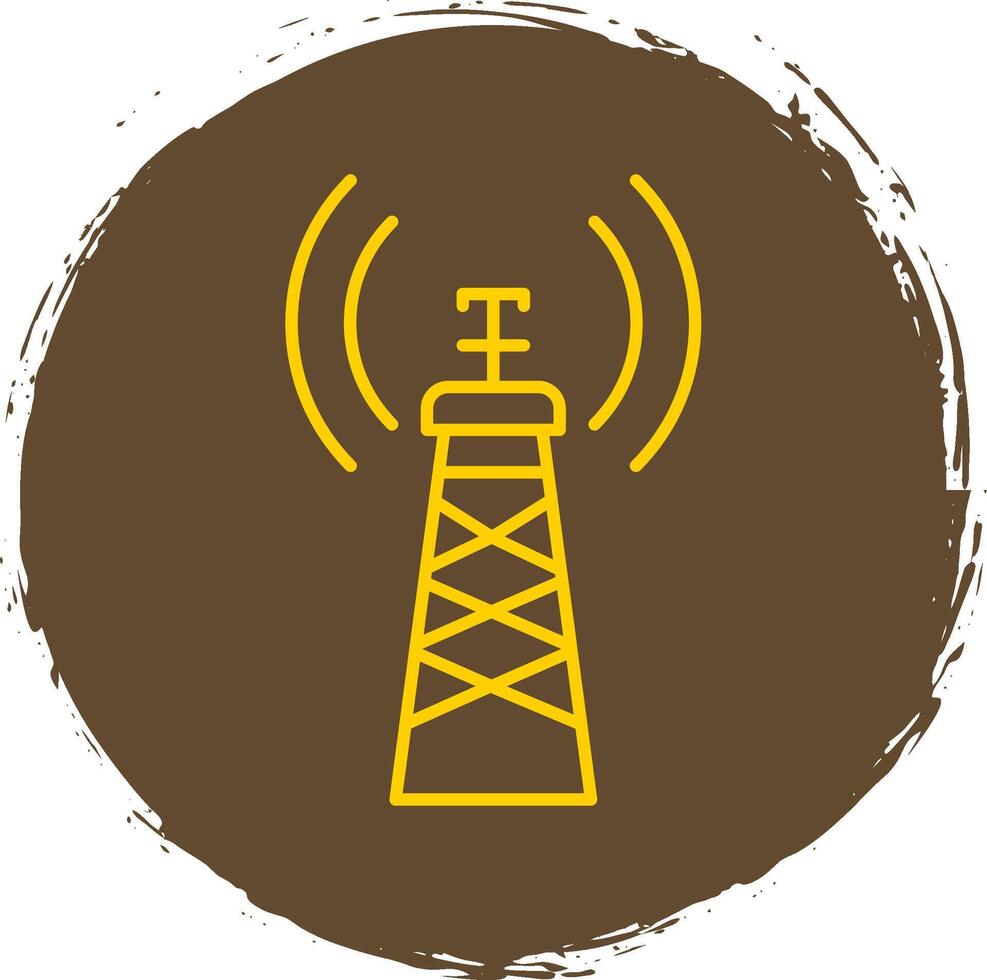 Signal Tower Line Circle Yellow Icon vector