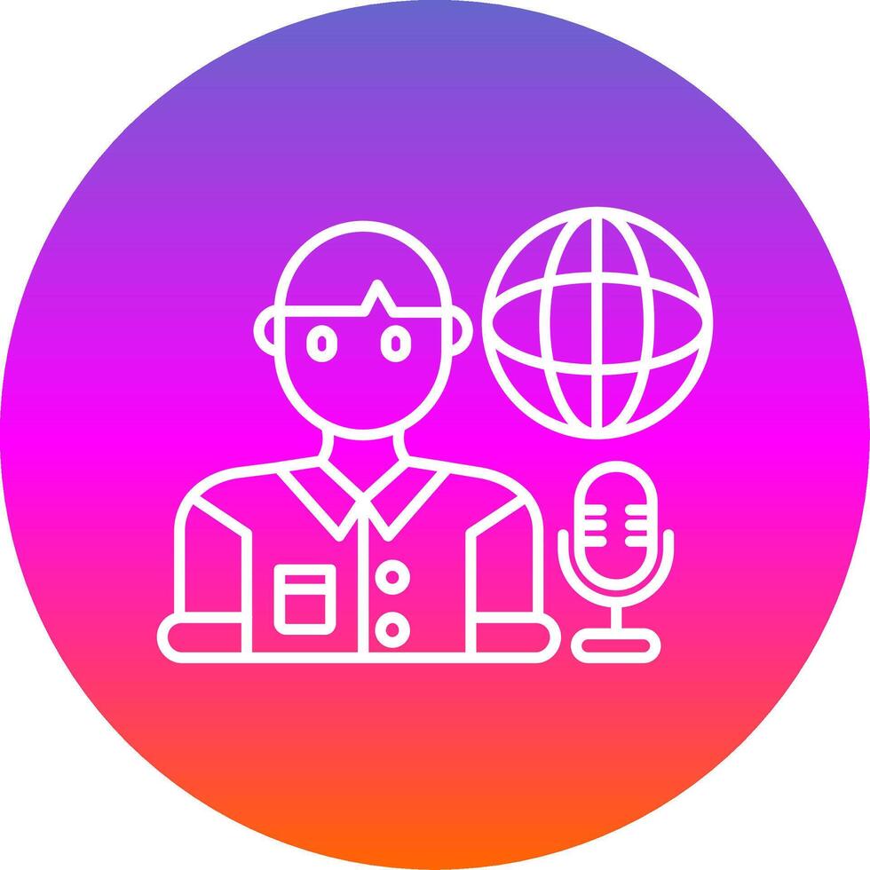 Broadcaster Line Gradient Circle Icon vector