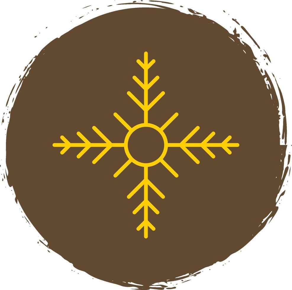 Snowflake Line Circle Yellow Icon vector