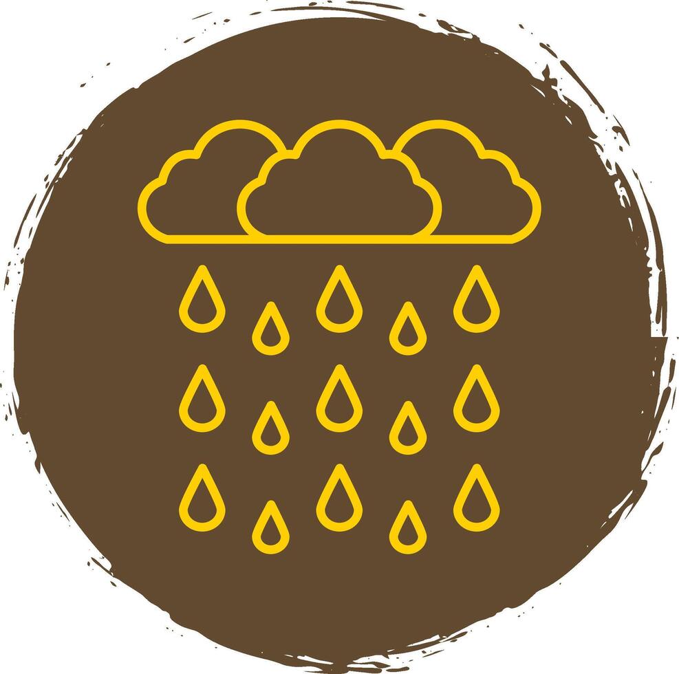 Heavy Rain Line Circle Yellow Icon vector