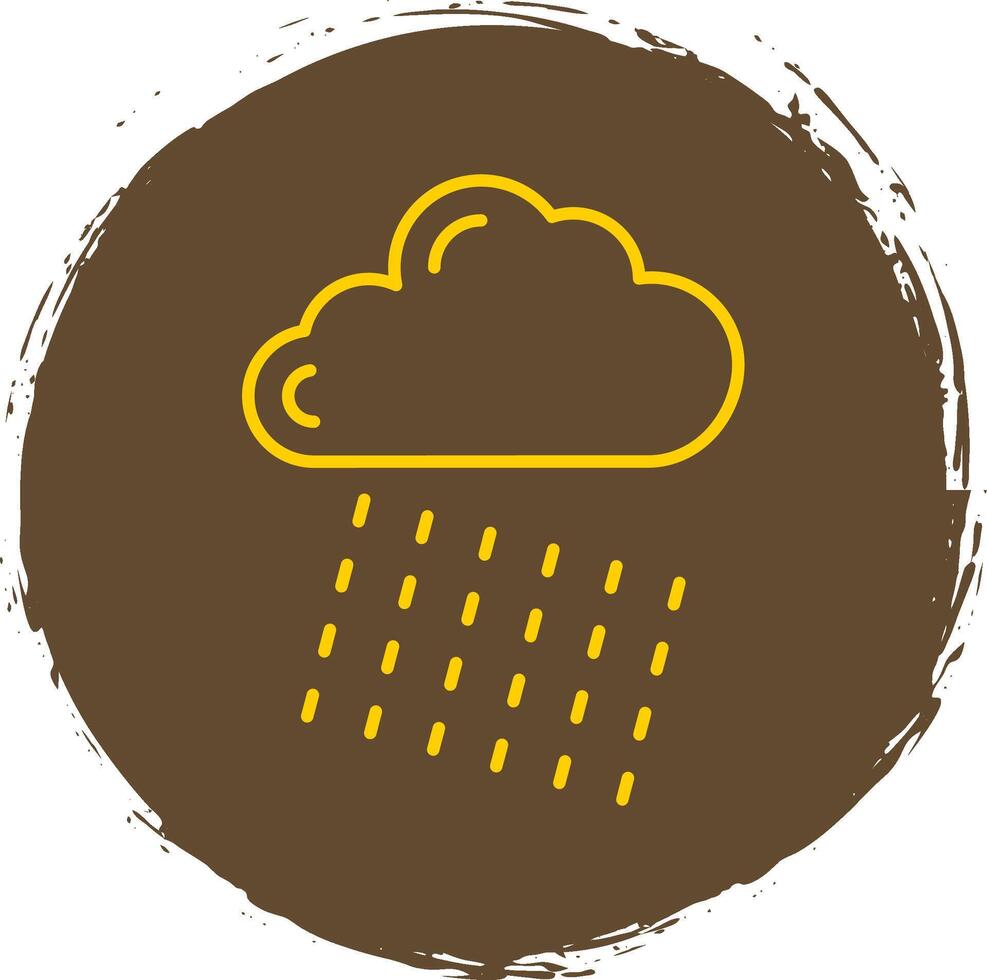 Rainy Line Circle Yellow Icon vector