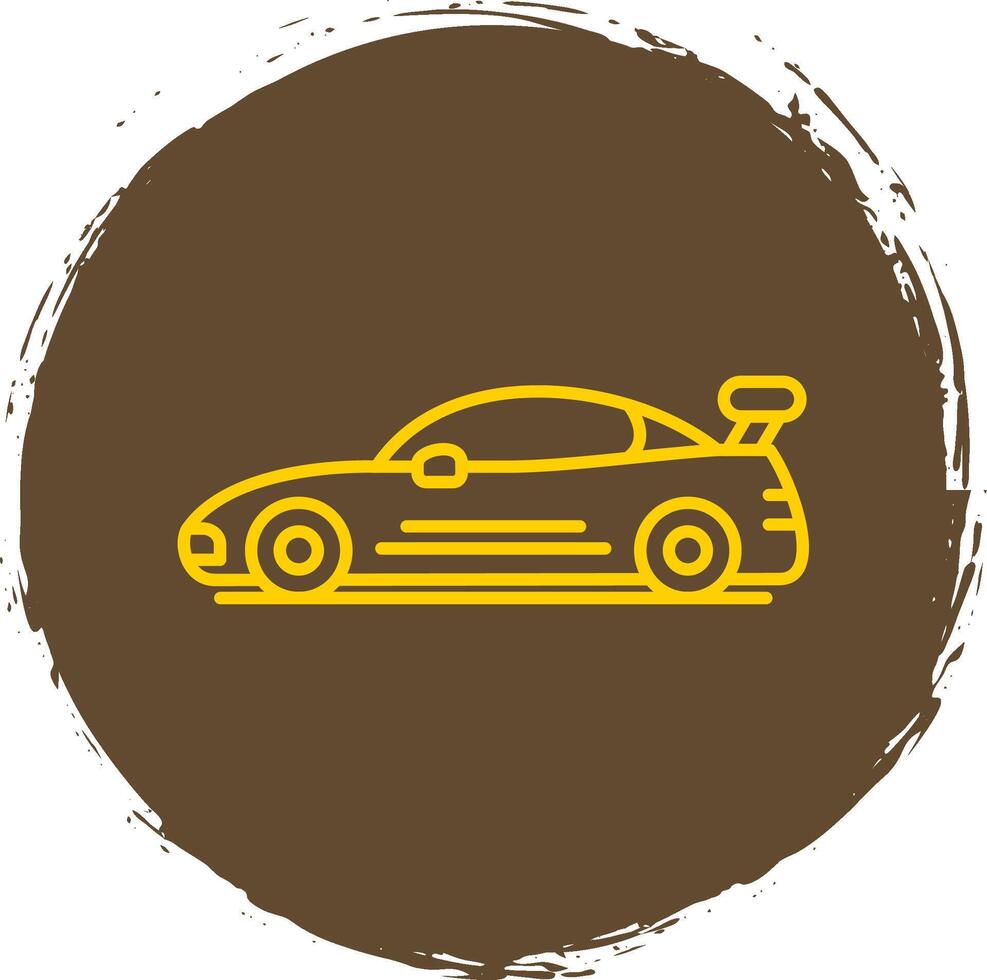 Sports Car Line Circle Yellow Icon vector