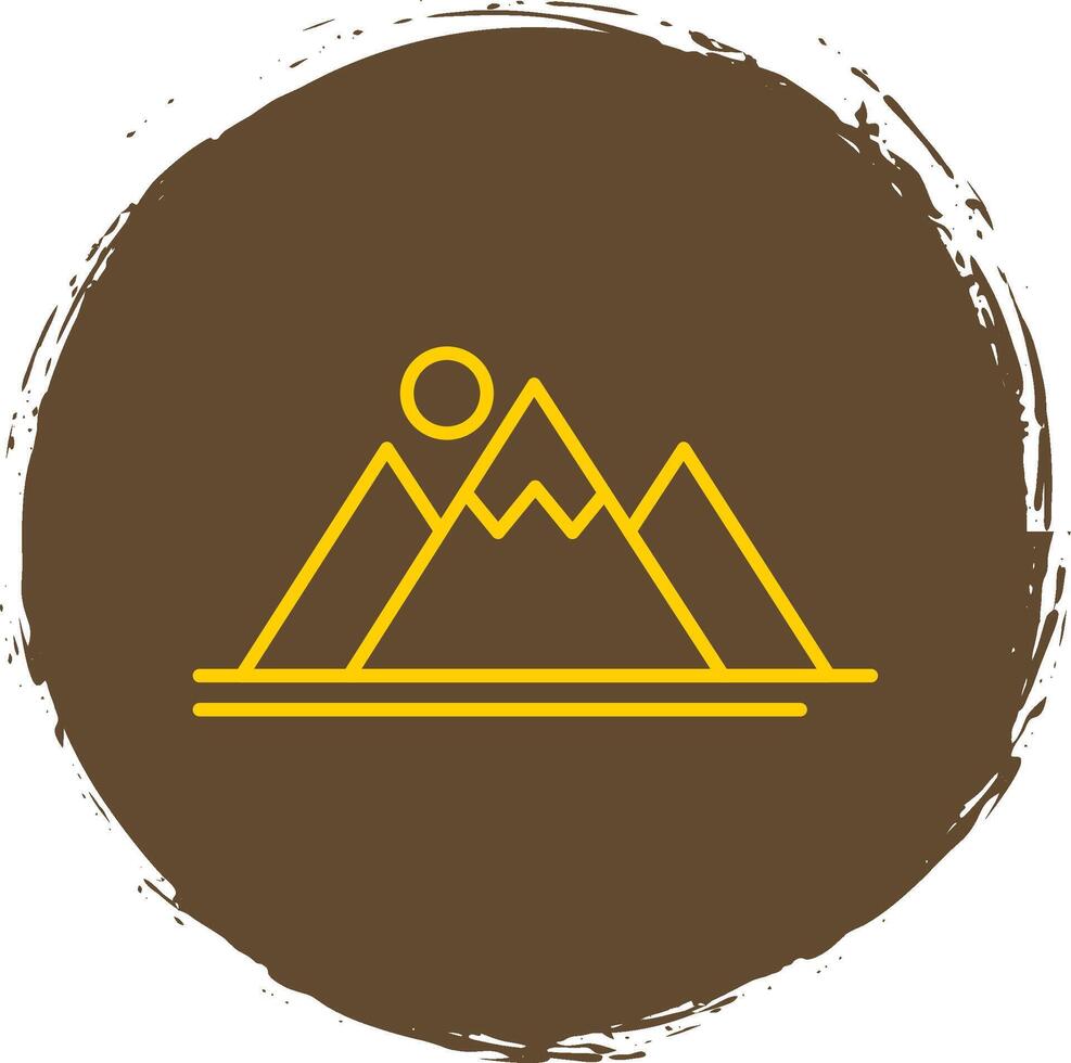 Mountain Line Circle Yellow Icon vector