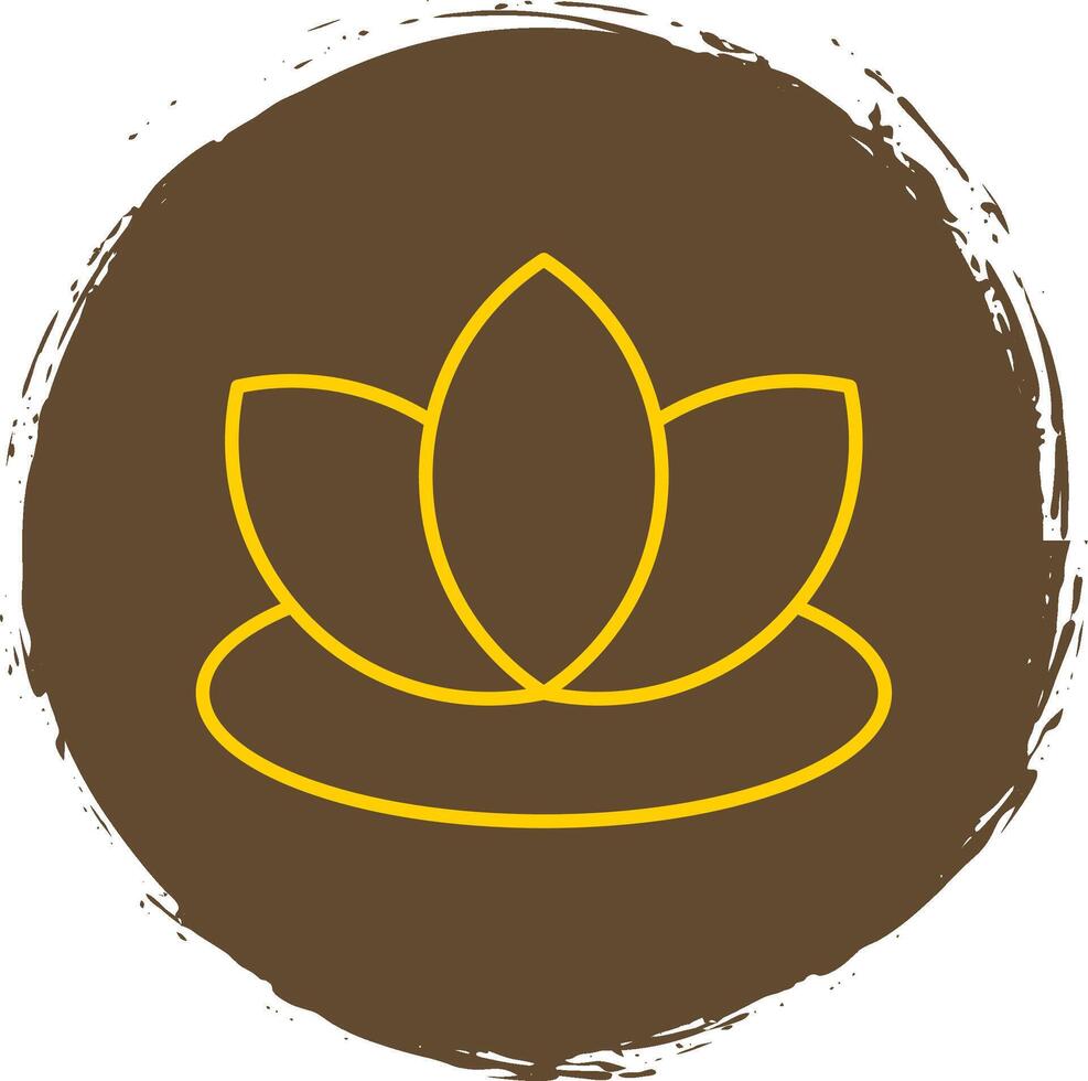 Lotus Line Circle Yellow Icon vector