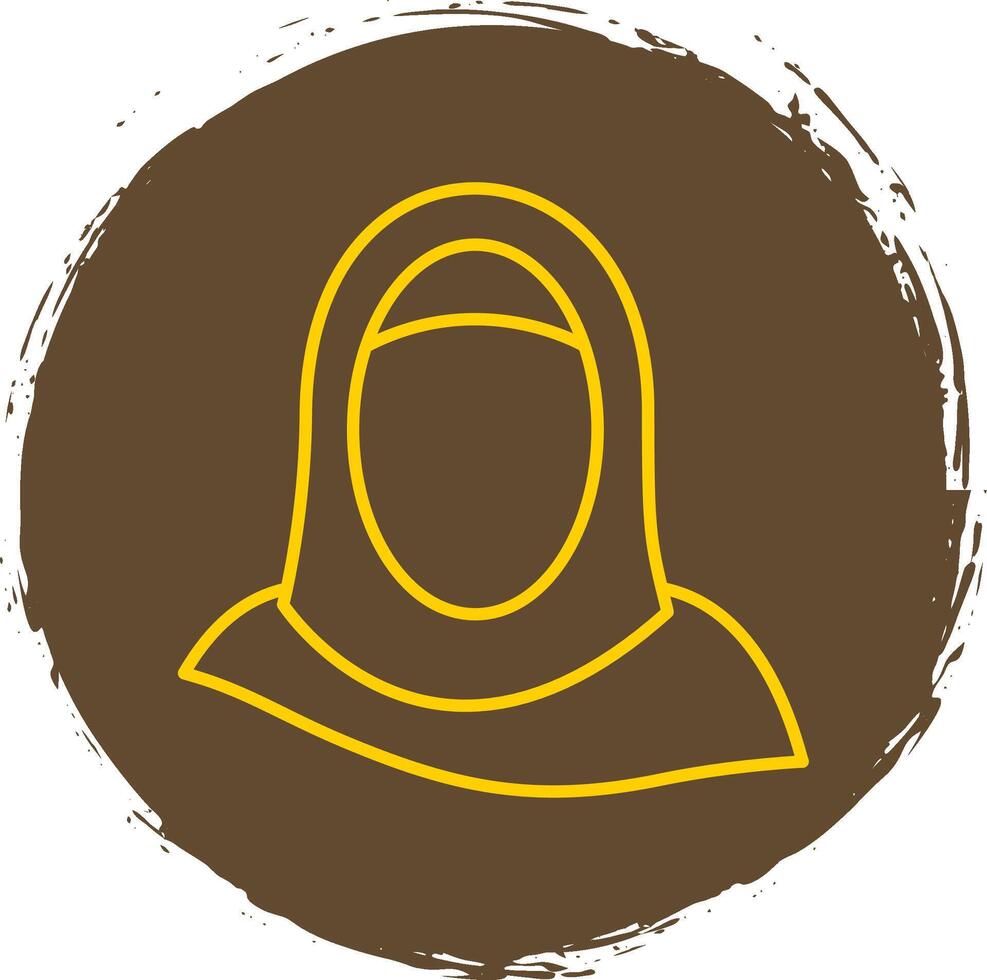 Hijab Line Circle Yellow Icon vector