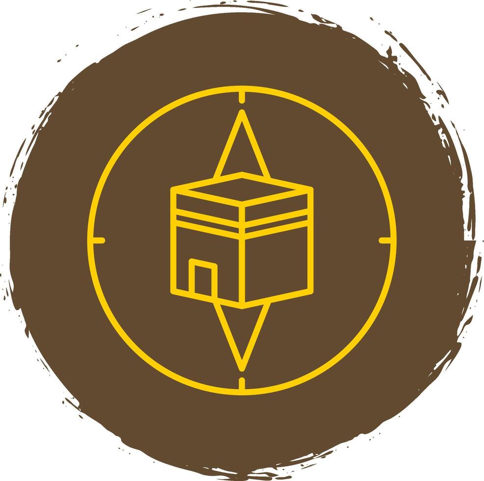 Qibla Compass Line Circle Yellow Icon vector