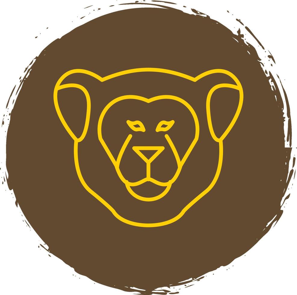 Lioness Line Circle Yellow Icon vector