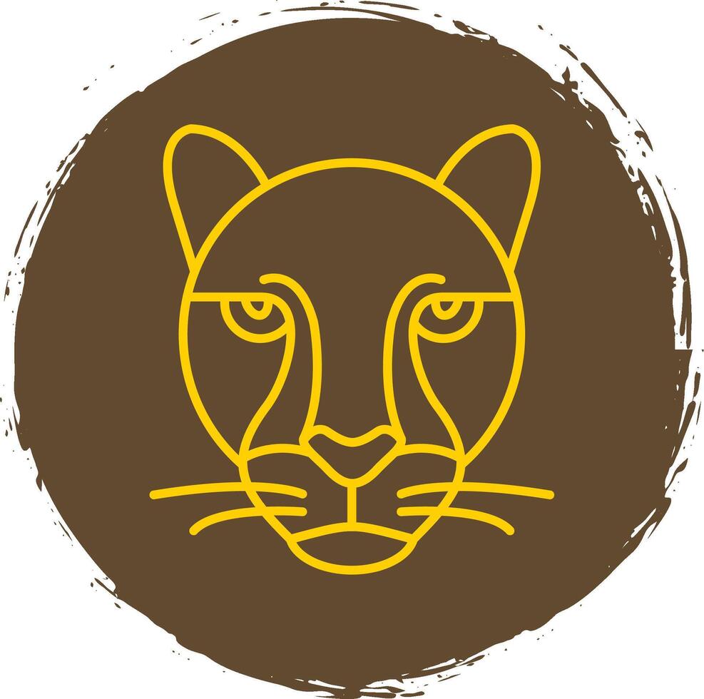 leopardo línea circulo amarillo icono vector