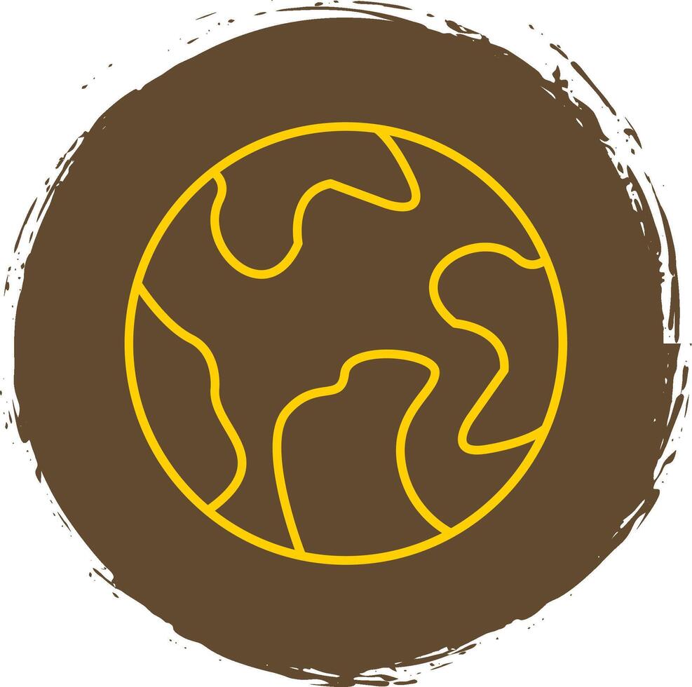 Earth Line Circle Yellow Icon vector