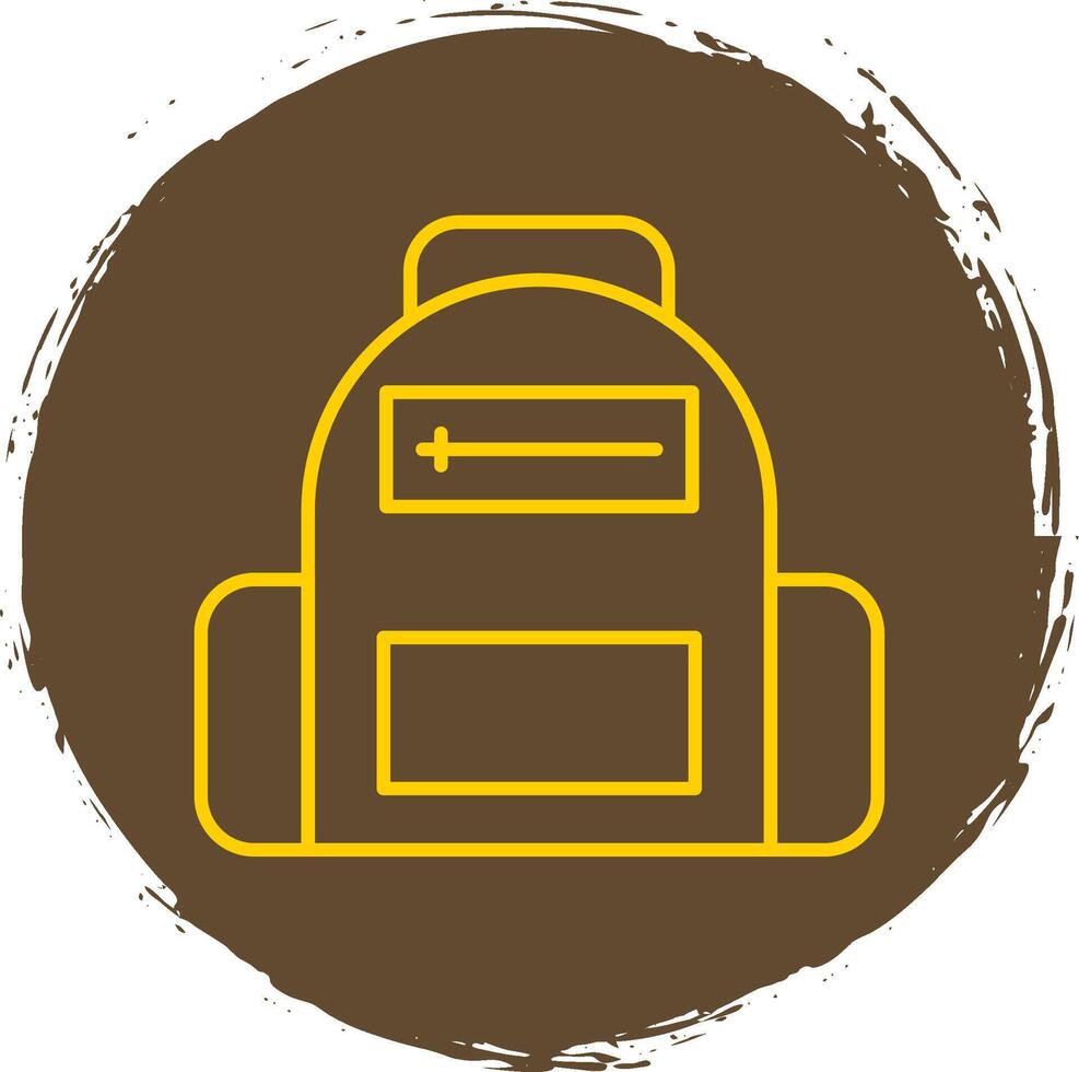 School Bag Line Circle Yellow Icon vector