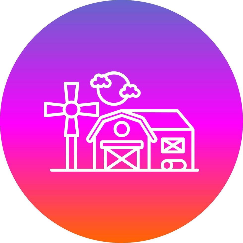 Barn Line Gradient Circle Icon vector