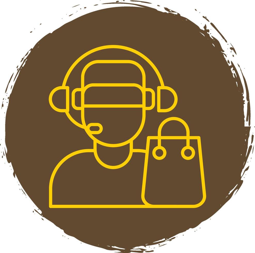 Customer Service Agent Line Circle Yellow Icon vector