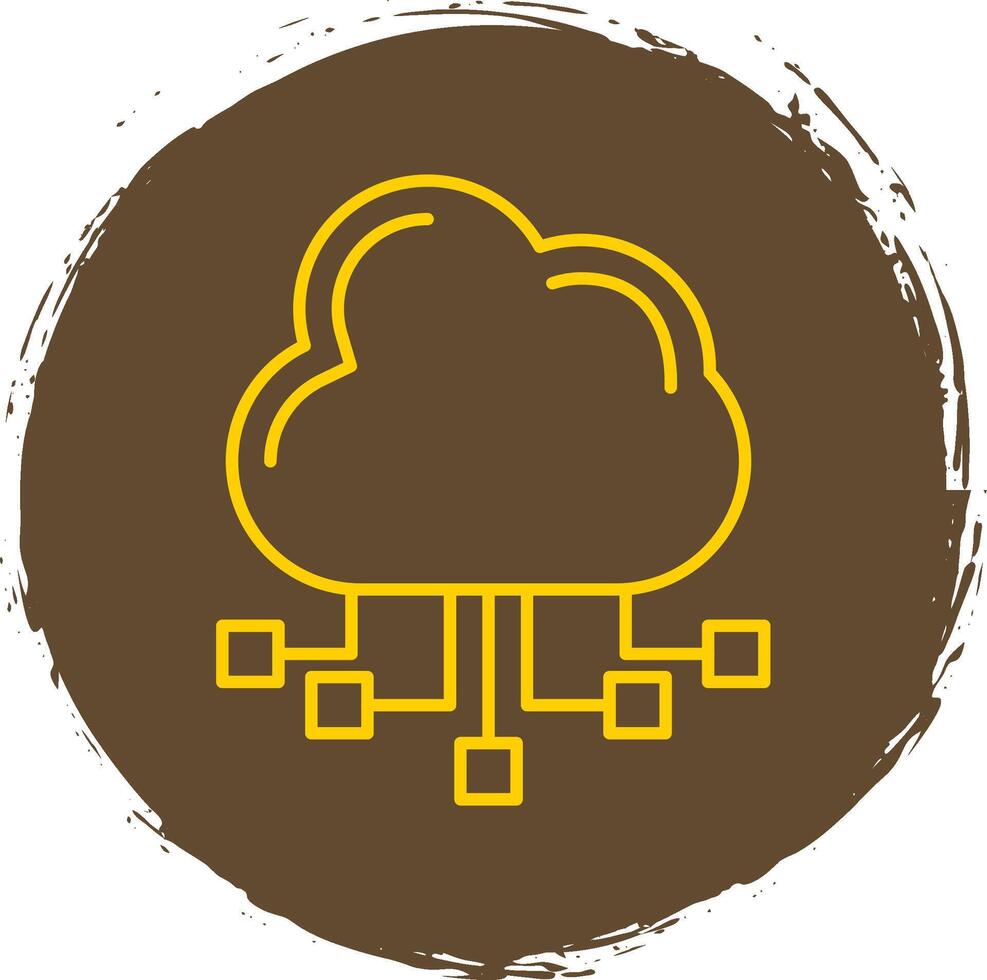 Cloud Server Line Circle Yellow Icon vector