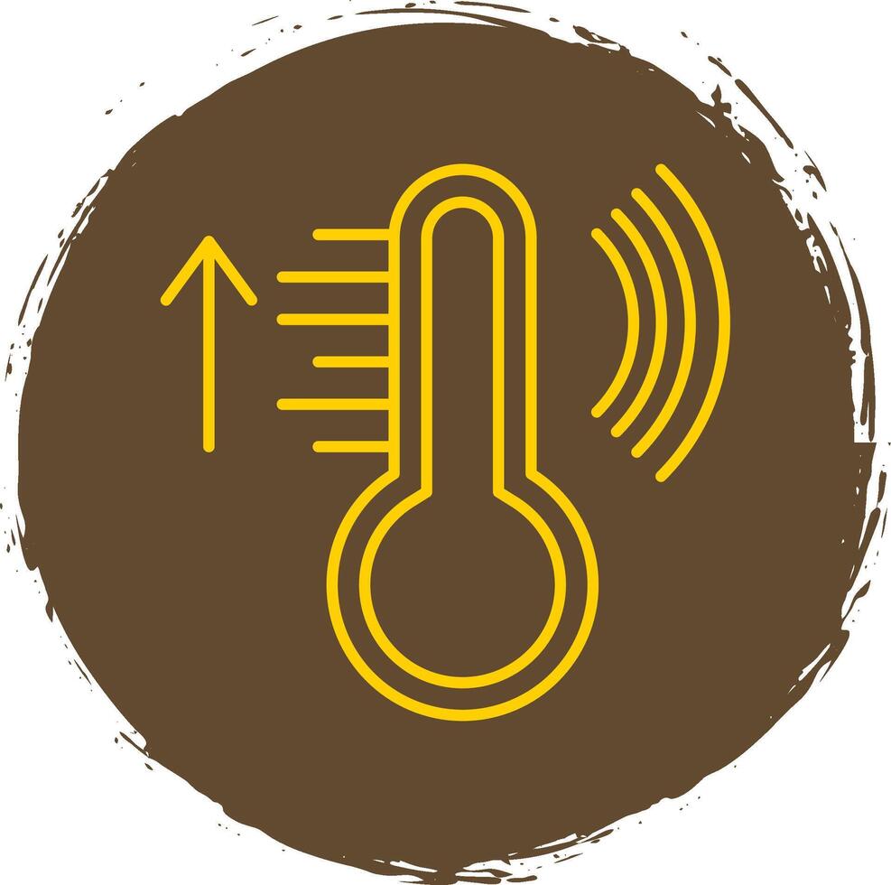 Smart Temperature Line Circle Yellow Icon vector