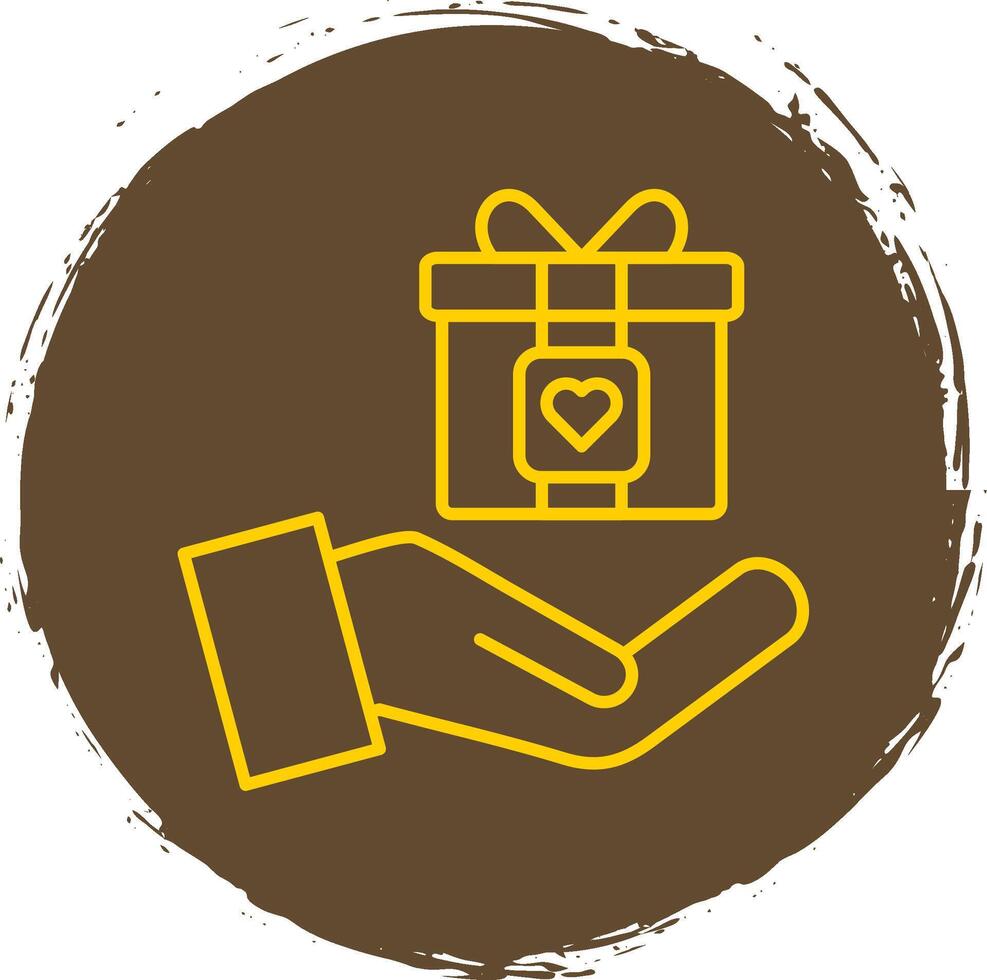 Gift Line Circle Yellow Icon vector