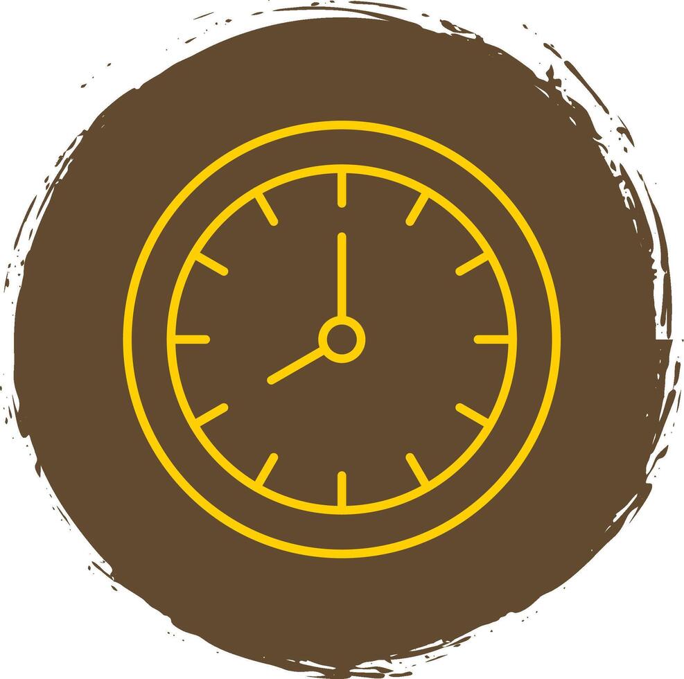pared reloj línea circulo amarillo icono vector