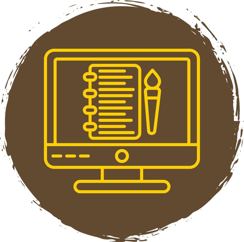 Sketchbook Line Circle Yellow Icon vector