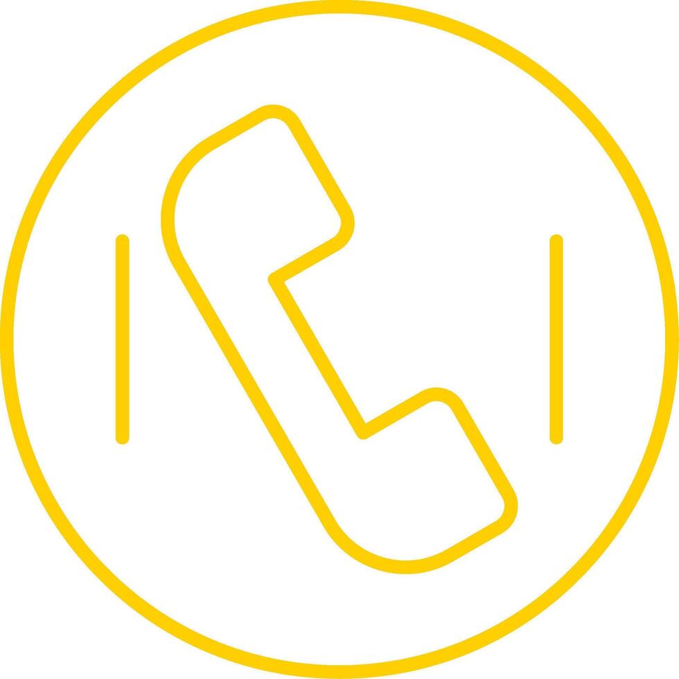 Phone Call Line Circle Yellow Icon vector