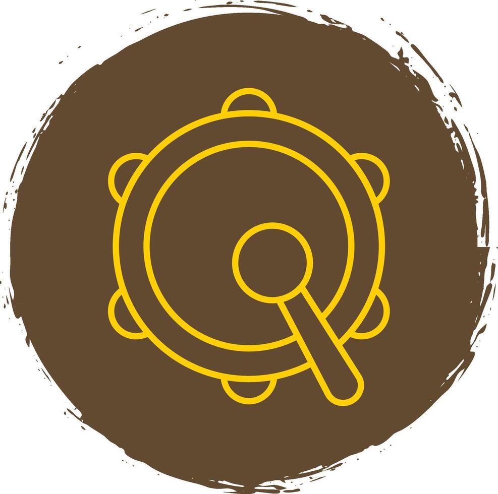 Tambourine Line Circle Yellow Icon vector