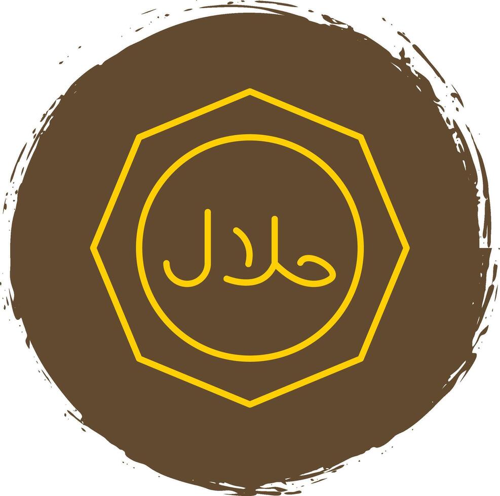 Halal Line Circle Yellow Icon vector