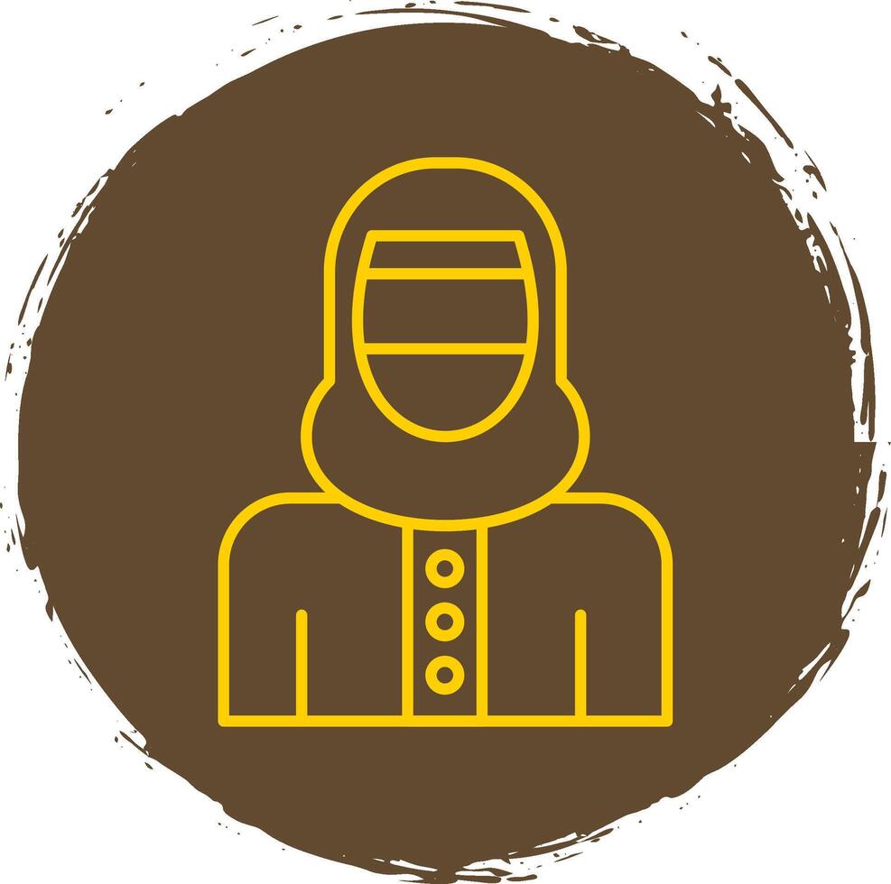 mujer con niqab línea circulo amarillo icono vector