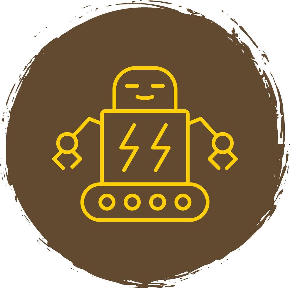 Robot Line Circle Yellow Icon vector