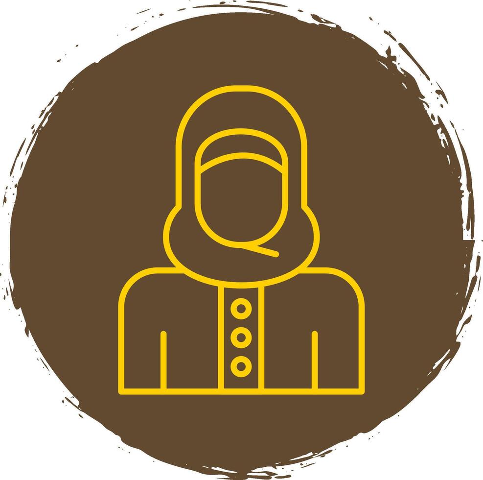 islámico mujer línea circulo amarillo icono vector