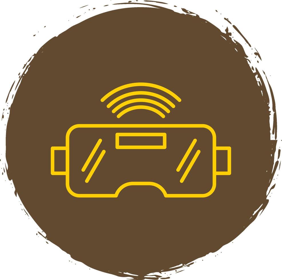 Vr Glasses Line Circle Yellow Icon vector