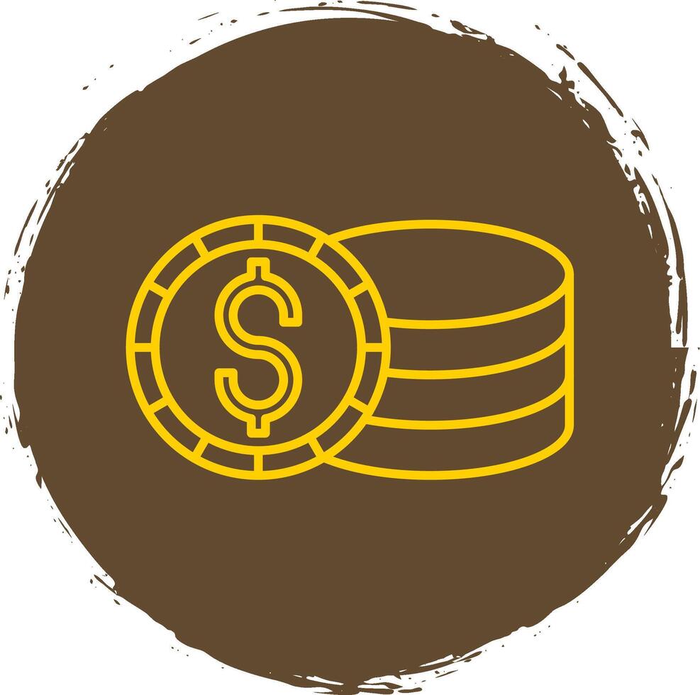 Coin Line Circle Yellow Icon vector