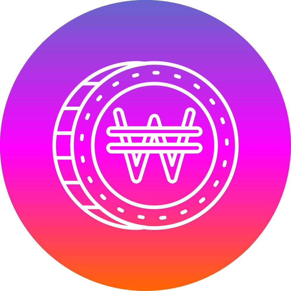 Won Line Gradient Circle Icon vector