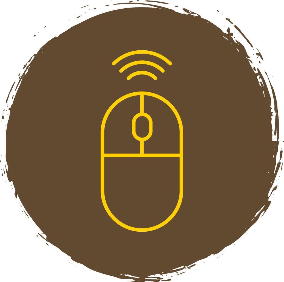 Wireless Mouse Line Circle Yellow Icon vector