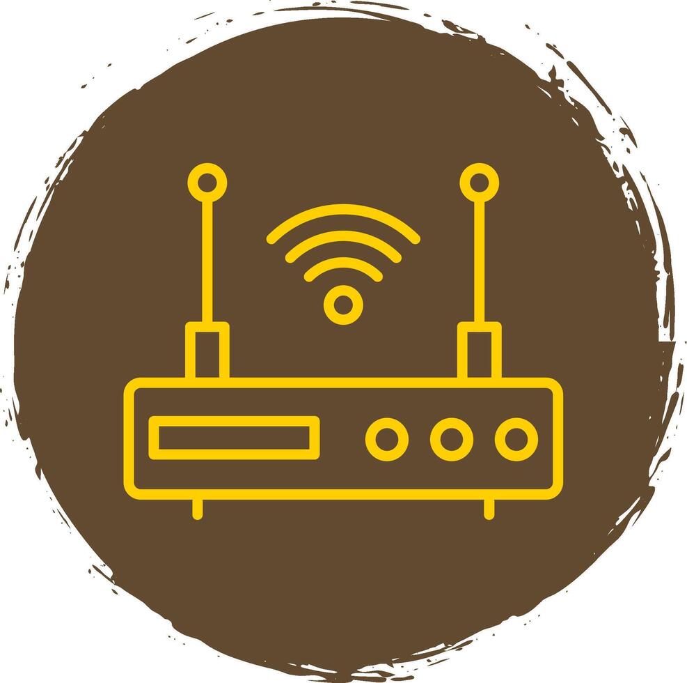 Modem Line Circle Yellow Icon vector