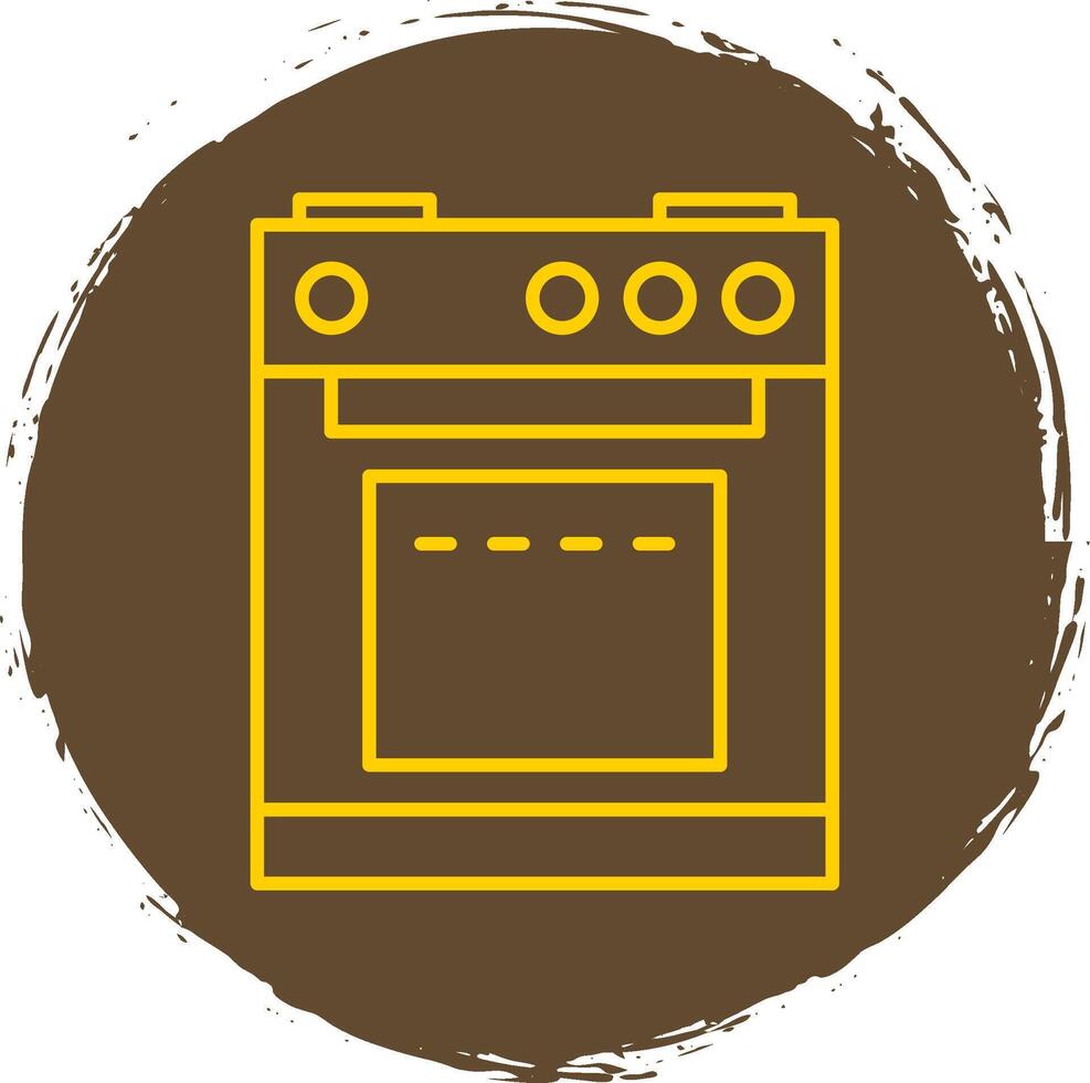 Electric Stove Line Circle Yellow Icon vector