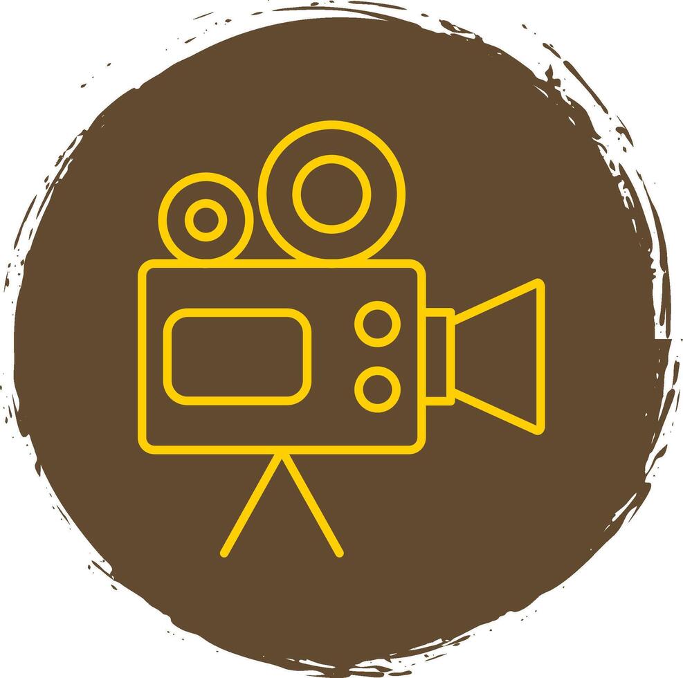 Video Camera Line Circle Yellow Icon vector