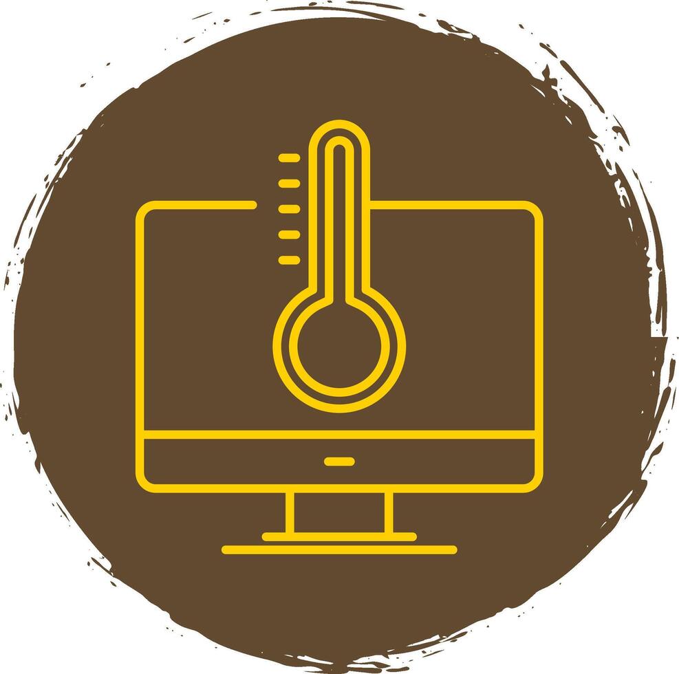 temperatura línea circulo amarillo icono vector