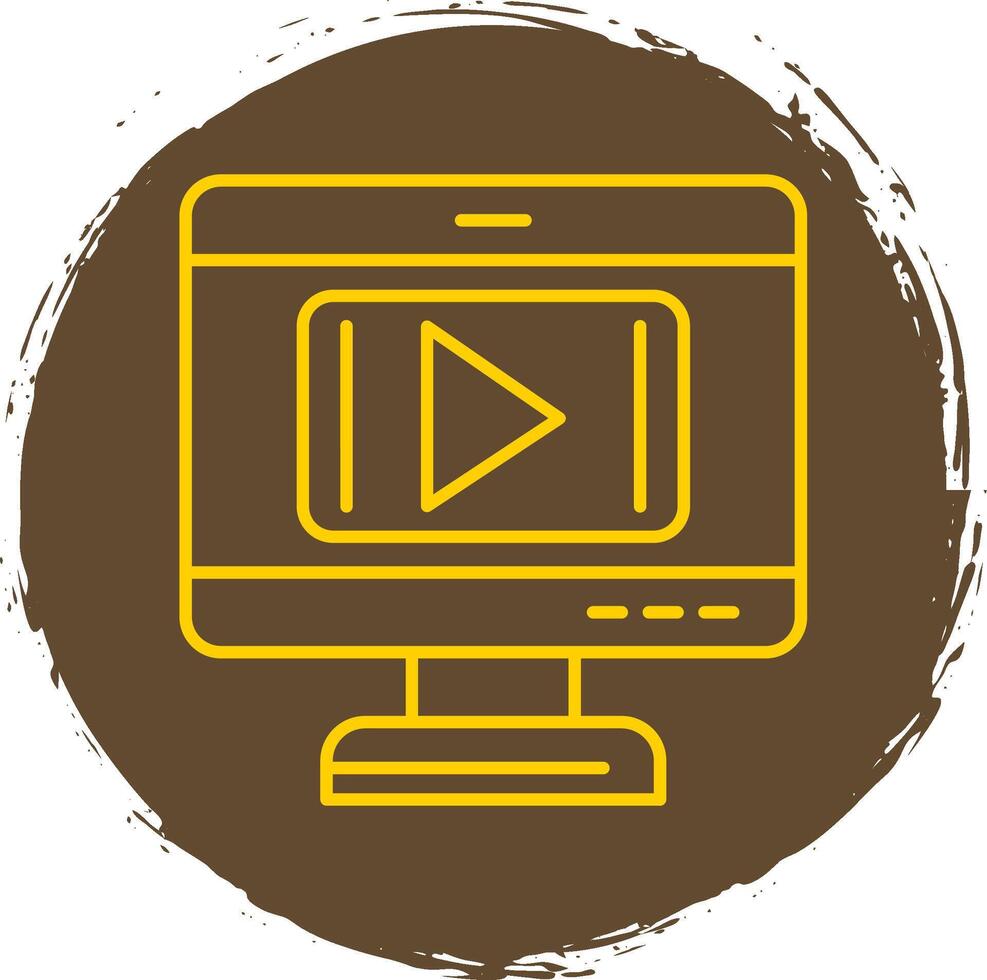 Video Player Line Circle Yellow Icon vector