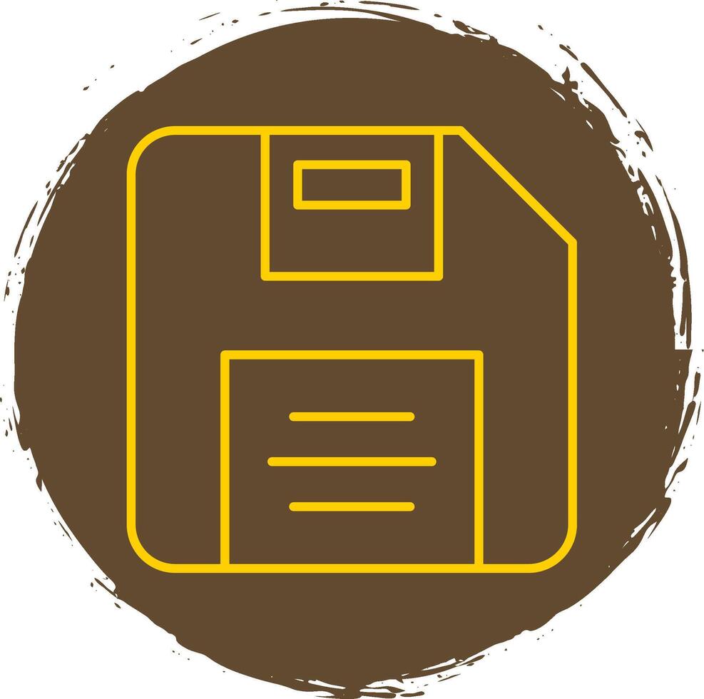 Diskette Line Circle Yellow Icon vector