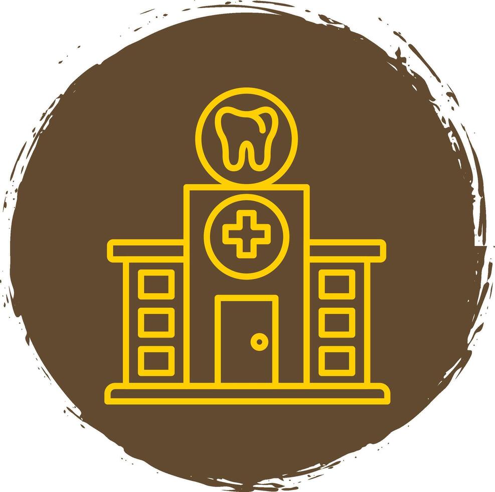 Dental Clinic Line Circle Yellow Icon vector