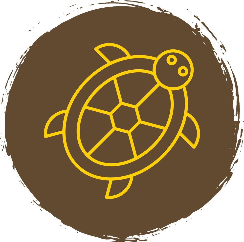 Tortuga línea circulo amarillo icono vector