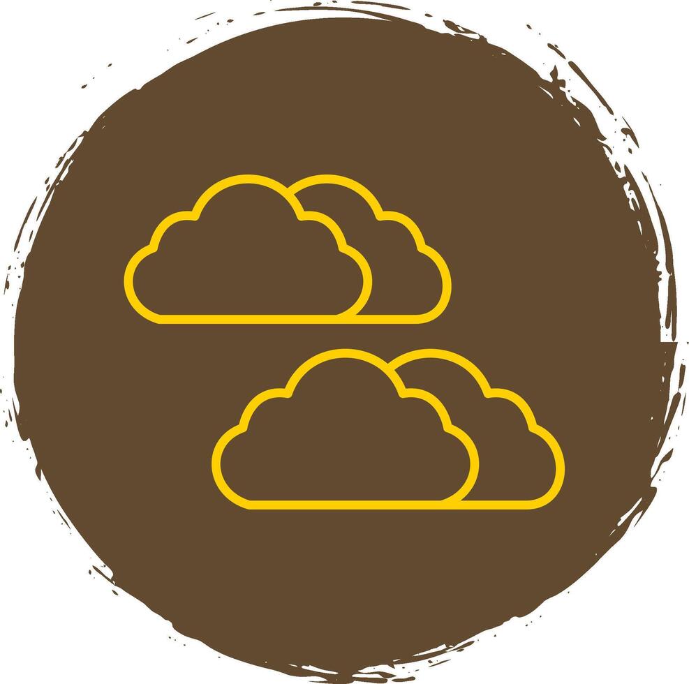 Cloudy Line Circle Yellow Icon vector