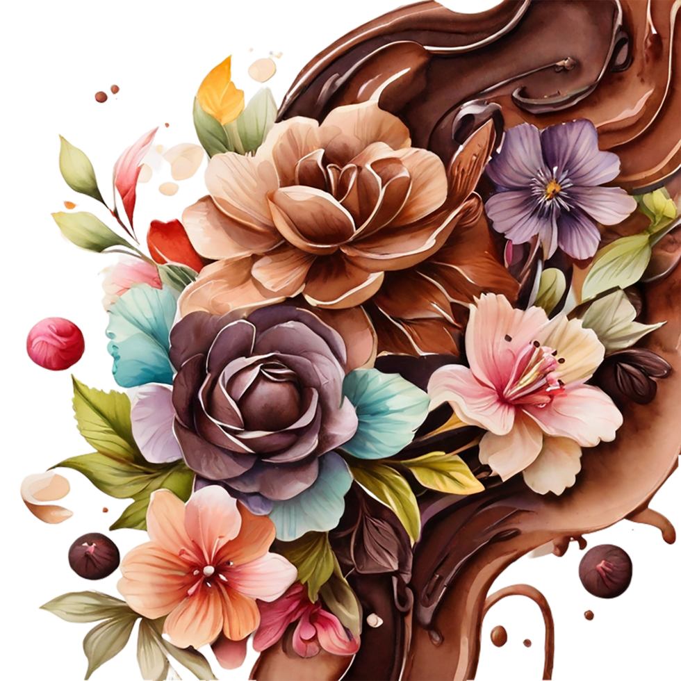 AI generated Floral flower design, Digital oilpainted floral pattern, Glitter flower design, Embossed flower pattern, Glossy flower painting, Decorative flower design png