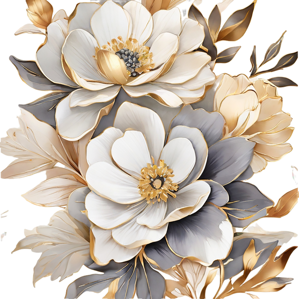 AI generated Floral flower desitn, Digital oilpainted floral pattern, Glitter flower design, Embossed flower pattern, Glossy flower painting png