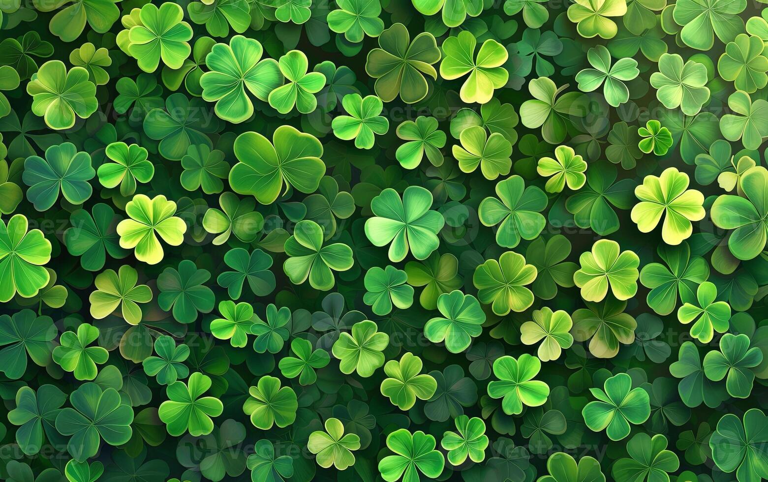 AI generated Vector background clover leaves, St. Patrick's Day photo