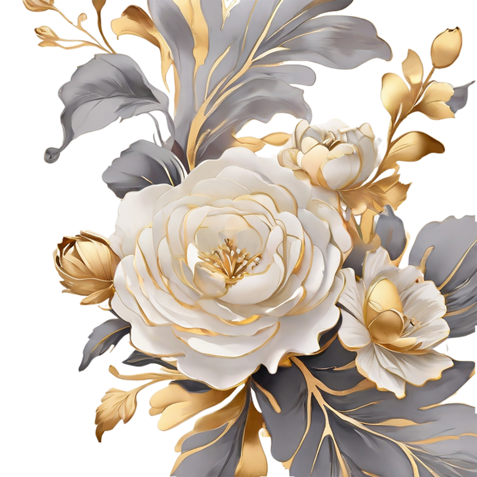 AI generated Floral flower desitn, Digital oilpainted floral pattern, Glitter flower design, Embossed flower pattern, Glossy flower painting png