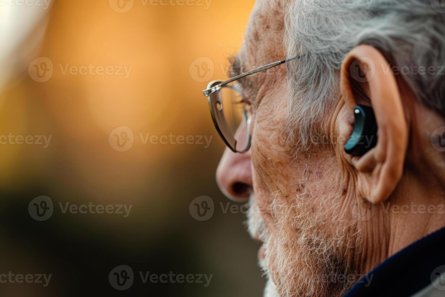 AI generated Ear of an elderly person with hearing aid photo
